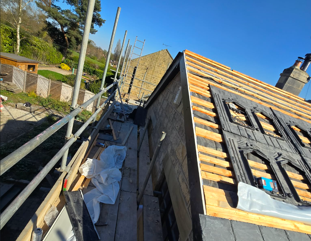 New roof installation with battens and slate roofing in Sheffield by Maizey and Co Ltd